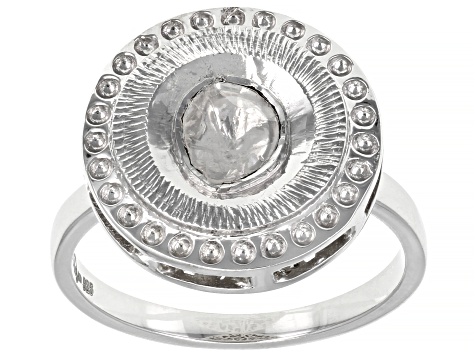 Pre-Owned Foiled-Back Polki Diamond Sterling Silver Ring