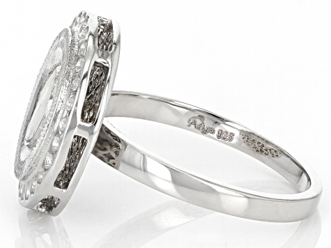 Pre-Owned Foiled-Back Polki Diamond Sterling Silver Ring