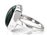 Pre-Owned Green Malachite Rhodium Over Sterling Silver Ring