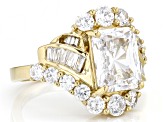 Pre-Owned White Cubic Zirconia 18K Yellow Gold Over Sterling Silver Ring 8.90ctw