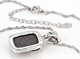 Pre-Owned Charcoal Jadeite Sterling Silver Floral Overlay Pendant With 18" Chain