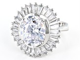 Pre-Owned White Cubic Zirconia Rhodium Over Sterling Silver Ring 10.55ctw