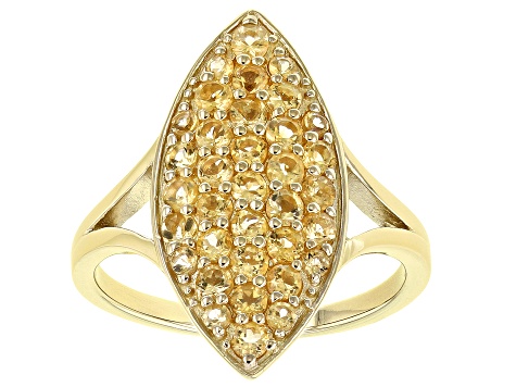 Pre-Owned Yellow Citrine 18K Yellow Gold Over Sterling Silver Ring 0.90ctw