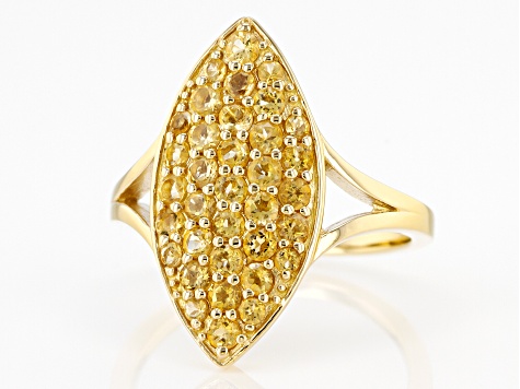 Pre-Owned Yellow Citrine 18K Yellow Gold Over Sterling Silver Ring 0.90ctw