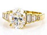 Pre-Owned Fabulite Strontium Titanate And White Zircon 18k Yellow Gold Over Silver ring 3.92ctw