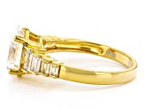Pre-Owned Fabulite Strontium Titanate And White Zircon 18k Yellow Gold Over Silver ring 3.92ctw
