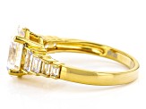 Pre-Owned Strontium Titanate And White Zircon 18k Yellow Gold Over Silver ring 3.92ctw