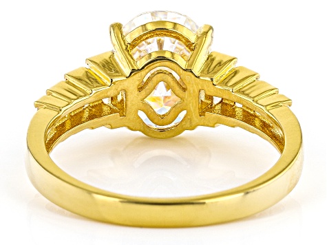 Pre-Owned Strontium Titanate And White Zircon 18k Yellow Gold Over Silver ring 3.92ctw