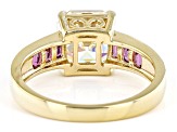 Pre-Owned Fabulite Strontium Titanate And Rhodolite 18k Yellow Gold Over Silver ring 3.90ctw