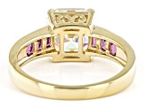 Pre-Owned Strontium Titanate And Rhodolite 18k Yellow Gold Over Silver ring 3.90ctw