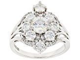 Pre-Owned Strontium Titanate And White Zircon Rhodium Over Silver ring 3.22ctw