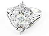 Pre-Owned Strontium Titanate And White Zircon Rhodium Over Silver ring 3.22ctw