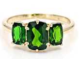 Pre-Owned Green Chrome Diopside 10k Yellow Gold 3-Stone Ring 2.22ctw