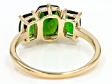 Pre-Owned Green Chrome Diopside 10k Yellow Gold 3-Stone Ring 2.22ctw