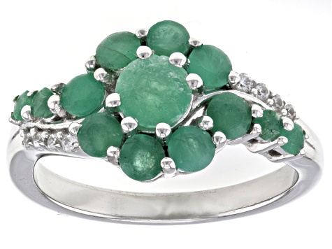Pre-Owned Sakota Emerald Rhodium Over Sterling Silver Ring 1.35ctw