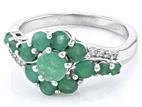 Pre-Owned Sakota Emerald Rhodium Over Sterling Silver Ring 1.35ctw