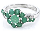 Pre-Owned Sakota Emerald Rhodium Over Sterling Silver Ring 1.35ctw