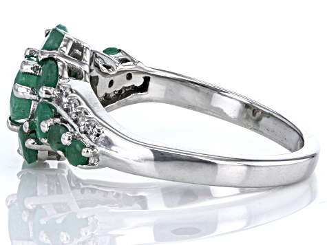 Pre-Owned Sakota Emerald Rhodium Over Sterling Silver Ring 1.35ctw