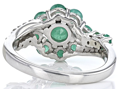 Pre-Owned Sakota Emerald Rhodium Over Sterling Silver Ring 1.35ctw
