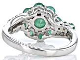 Pre-Owned Sakota Emerald Rhodium Over Sterling Silver Ring 1.35ctw