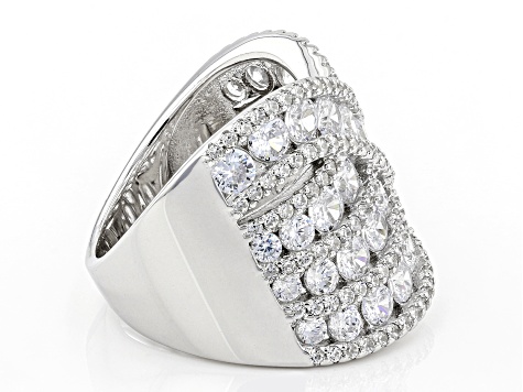Pre-Owned White Cubic Zirconia Rhodium Over Sterling Silver Ring 5.09ctw
