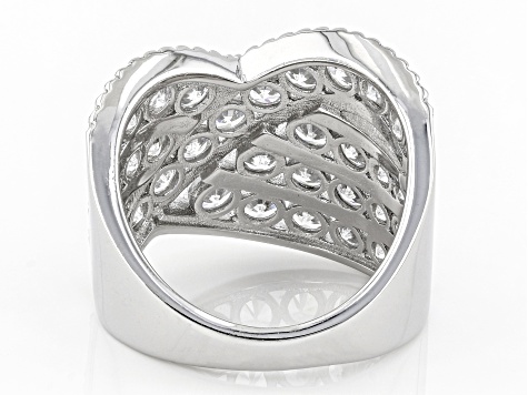 Pre-Owned White Cubic Zirconia Rhodium Over Sterling Silver Ring 5.09ctw