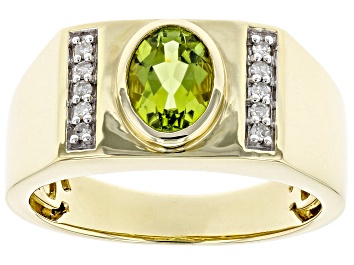 Picture of Pre-Owned Green Peridot 10k Yellow Gold Men's Ring 1.24ctw