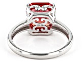 Pre-Owned Orange Lab Created Padparadscha Rhodium Over Sterling Silver Solitaire Ring 4.93ct