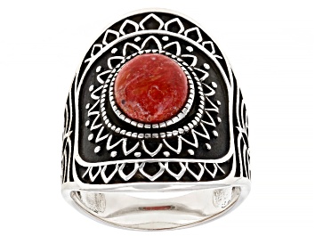 Picture of Pre-Owned Sponge Coral Rhodium Over Sterling Silver Ring