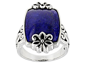 Pre-Owned Blue Lapis Lazuli Oxidized Sterling Silver Ring 18x13mm