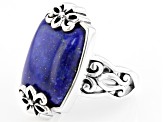 Pre-Owned Blue Lapis Lazuli Oxidized Sterling Silver Ring 18x13mm