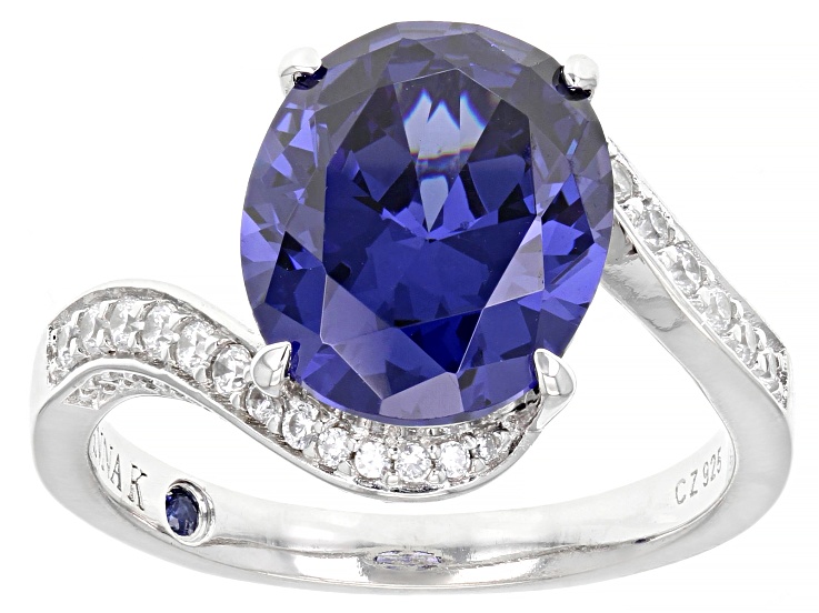 Pre-Owned Blue And White Cubic Zirconia Platineve Ring 5.85