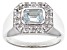 Pre-Owned Aquamarine Rhodium Over Sterling Silver Men's Ring 2.14ctw