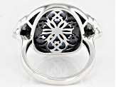 Pre-Owned Multi Color Abalone Shell Sterling Silver Oxidized Ring 0.27ctw