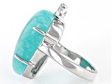 Pre-Owned Amazonite and White Topaz Rhodium Over Sterling Silver Ring 0.81ctw