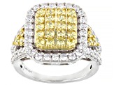 Pre-Owned Yellow And White Cubic Zirconia Platinum Over Sterling Silver Ring 2.70ctw