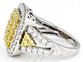 Pre-Owned Yellow And White Cubic Zirconia Platinum Over Sterling Silver Ring 2.70ctw