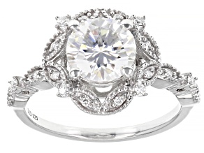 Pre-Owned Moissanite Platineve Halo Ring 1.70ctw DEW.