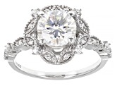 Pre-Owned Moissanite Platineve Halo Ring 1.70ctw DEW.