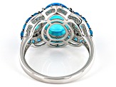 Pre-Owned Paraiba Blue Opal Rhodium Over Sterling Silver Ring 1.07ctw
