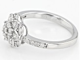 Pre-Owned White Diamond Rhodium Over Sterling Silver Cluster Ring 0.51ctw