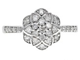 Pre-Owned White Diamond Rhodium Over Sterling Silver Cluster Ring 0.51ctw