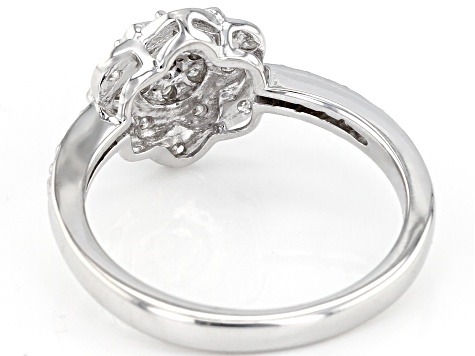 Pre-Owned White Diamond Rhodium Over Sterling Silver Cluster Ring 0.51ctw