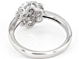Pre-Owned White Diamond Rhodium Over Sterling Silver Cluster Ring 0.51ctw