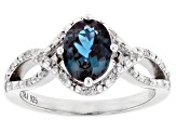 Pre-Owned Blue lab created alexandrite rhodium over sterling silver ring 1.30ctw