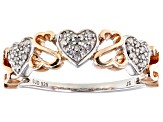 Pre-Owned White Diamond Rhodium And 14k Rose Gold Over Sterling Silver Band Ring 0.15ctw