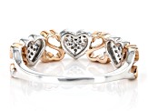 Pre-Owned White Diamond Rhodium And 14k Rose Gold Over Sterling Silver Band Ring 0.15ctw