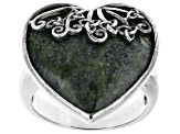 Pre-Owned Connemara Marble Sterling Silver Trinity Knot Heart Ring