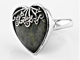 Pre-Owned Connemara Marble Sterling Silver Trinity Knot Heart Ring