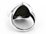 Pre-Owned Connemara Marble Sterling Silver Trinity Knot Heart Ring